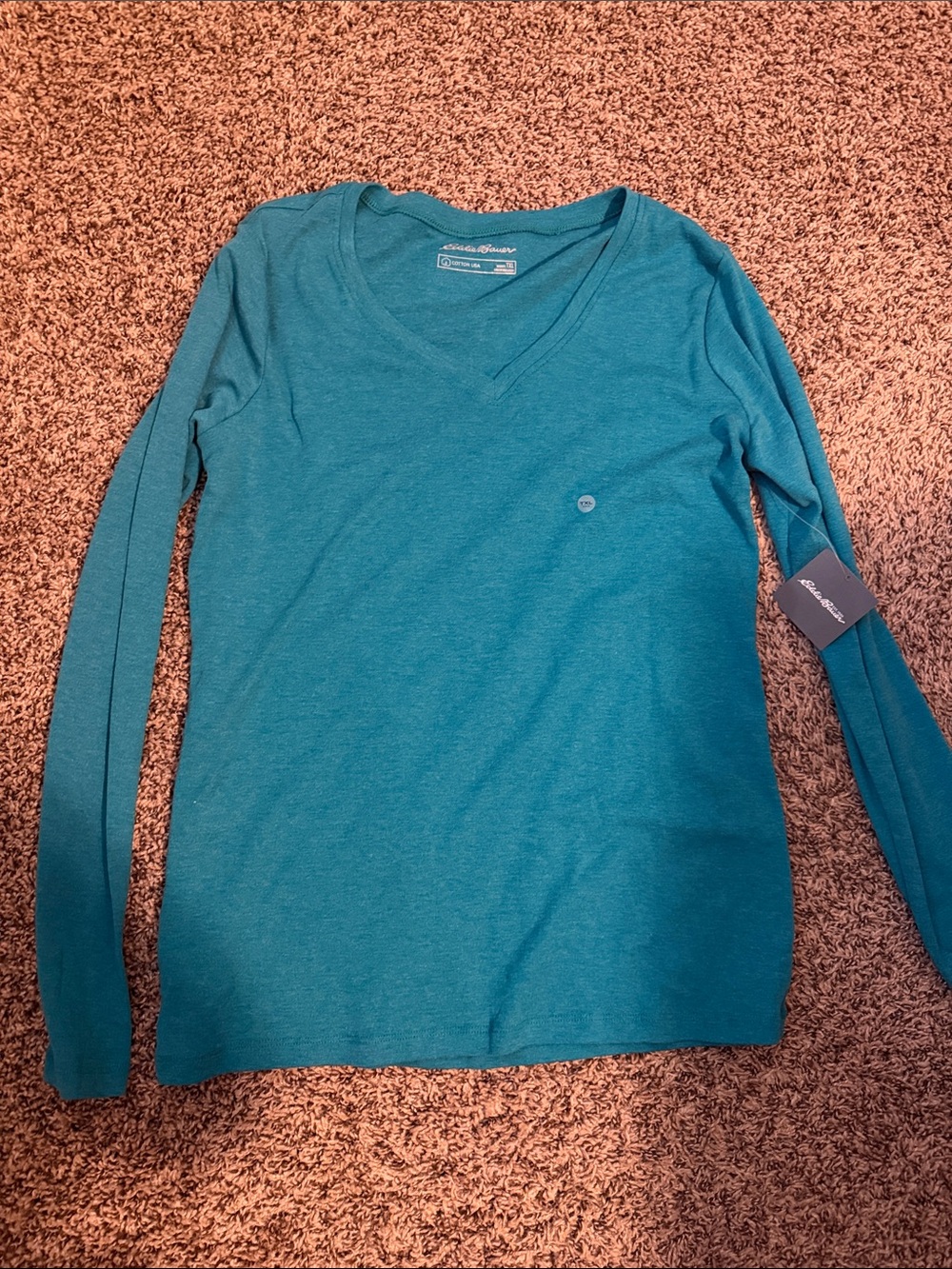 Eddie Bauer Teal V-Neck Lightweight Sweater